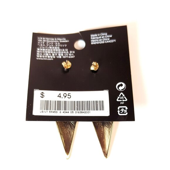 Vintage Y2K H&M Geometric Silver Tone Dangle Drop Earrings Triangle Design - Picture 3 of 5